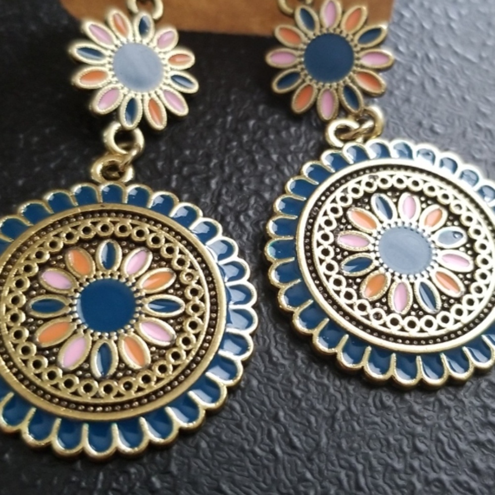 ❤Vintage Ethnic Oil Drop statment Earrings❤ - Picture 3 of 6